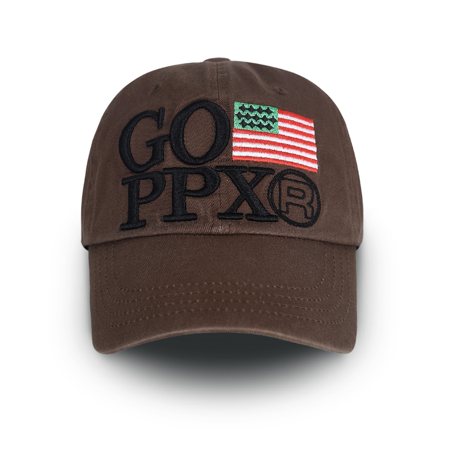 US Flag 6-Panel Cap_Washed Brown